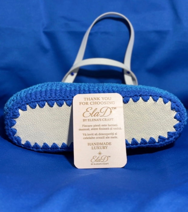 Geanta crosetata handmade ElaD albastru degrade eleganta dama