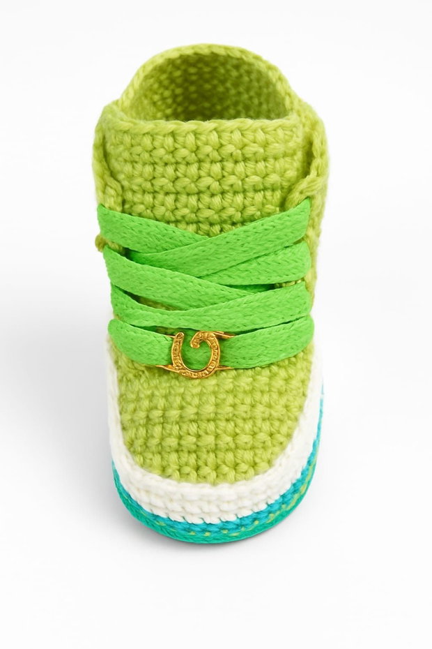 Pantofiori crosetati bebelusi verzi handmade model sport ElaD