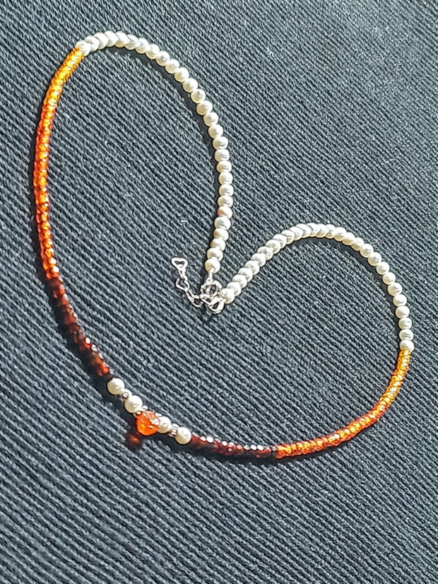 Colier argint perle naturale de cultura calcedonie gradient degrade opal de foc etiopian picatura gravata multicolor minimalist boho chic trendy