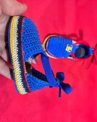 Sandale crosetate bebe albastre handmade stil elegant ElaD