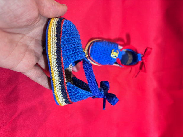 Sandale crosetate bebe albastre handmade stil elegant ElaD