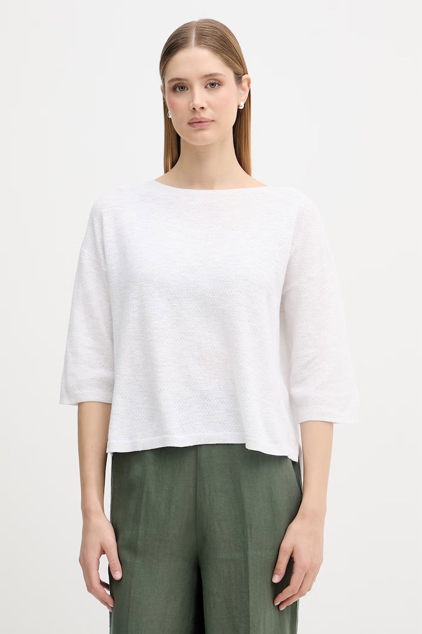 United Colors of Benetton pulover cu mânecă scurtă pentru femei, din in