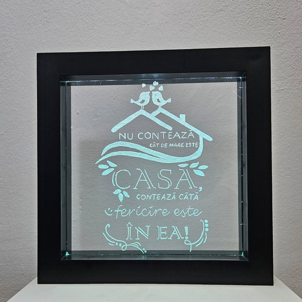 Lampă LED cu geam din STICLA - Cadou CASA NOUA - Gravata Manual