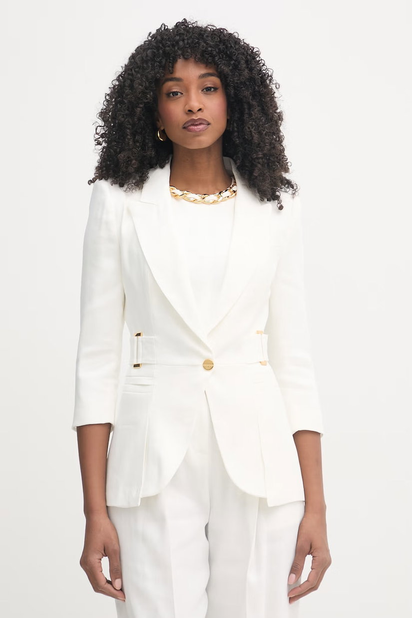 Elisabetta Franchi sacou cu un singur rând de nasturi pentru femei, din in