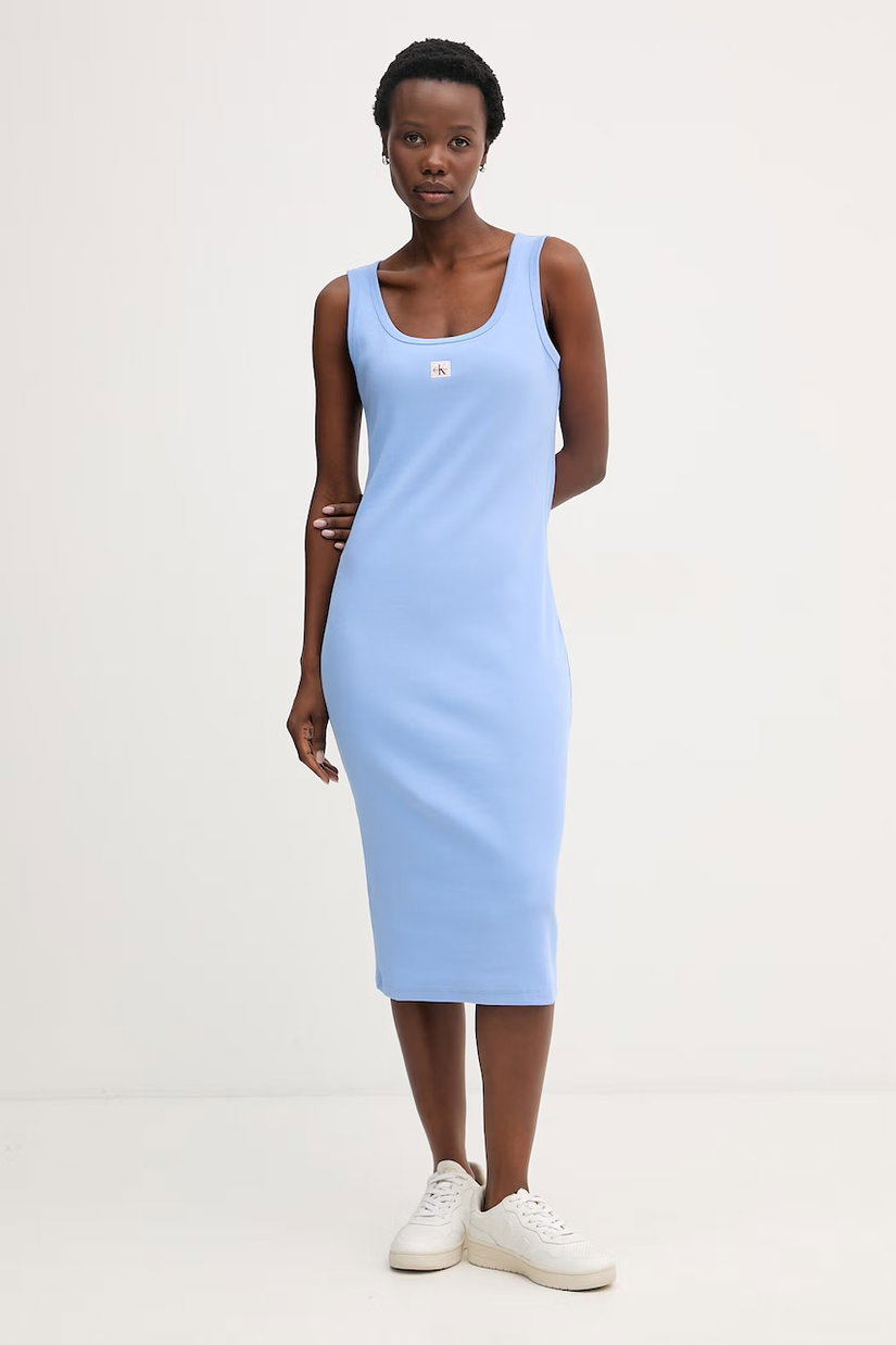 Calvin Klein Jeans rochie din bumbac cu elastan