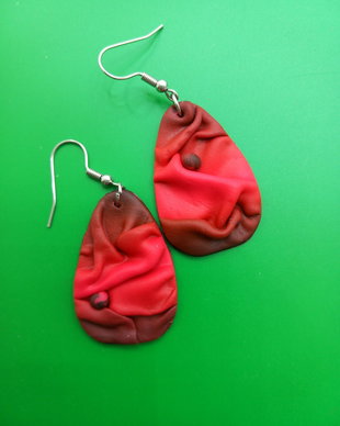 Red folded,  cercei din lut polimeric