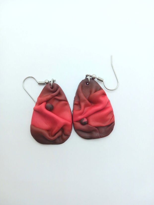 Red folded,  cercei din lut polimeric