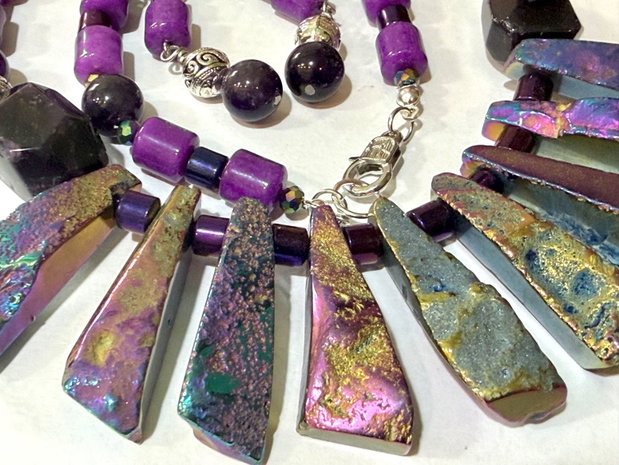 SET ~MYSTIC VIOLET LIGHT~agate,ametist,jad,hematit,accesorii argintii