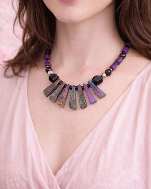 SET ~MYSTIC VIOLET LIGHT~agate,ametist,jad,hematit,accesorii argintii