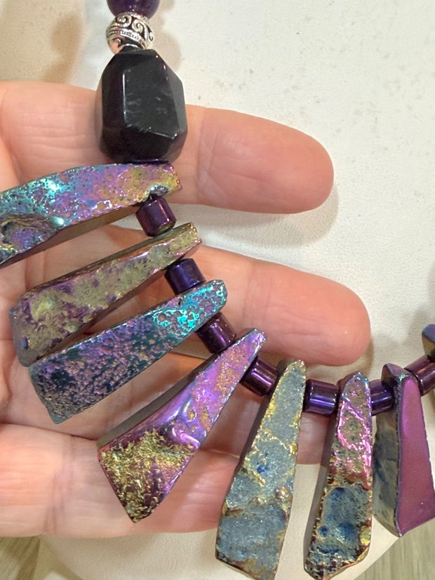 SET ~MYSTIC VIOLET LIGHT~agate,ametist,jad,hematit,accesorii argintii