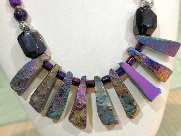 SET ~MYSTIC VIOLET LIGHT~agate,ametist,jad,hematit,accesorii argintii