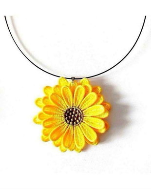 Colier Floare 3D Galbena