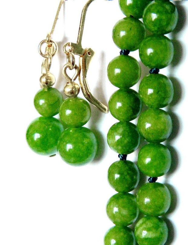 Colier, cercei adecvati, set realizat cu Peridot verde natural, cadou pentru ea, cadou pentru Mama (132)