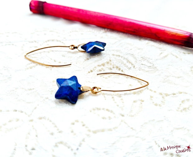Cercei cu stelute de lapis lazuli