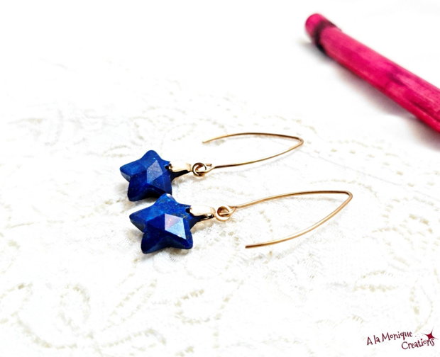Cercei cu stelute de lapis lazuli