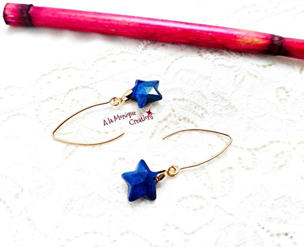 Cercei cu stelute de lapis lazuli
