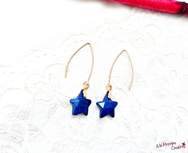 Cercei cu stelute de lapis lazuli