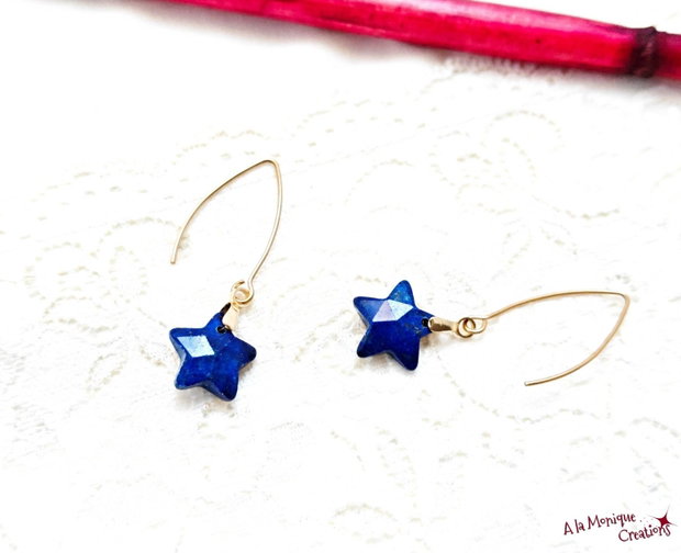 Cercei cu stelute de lapis lazuli