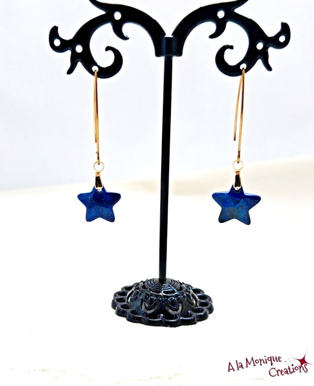 Cercei cu stelute de lapis lazuli