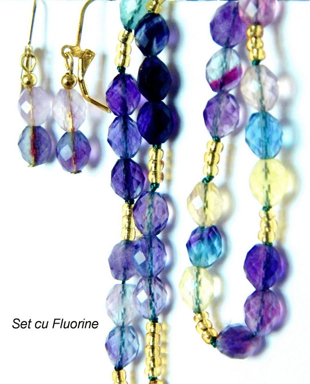 Colier la baza gatului, cercei superbi cu Fluorit natural, cadouuri pentru ea, bijuterii handmade de primavara (134)