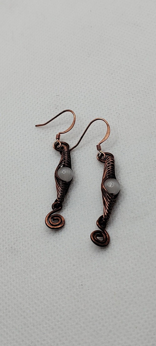 Cercei unicat, cercei din cupru, cercei handmade,cercei cu cristale.