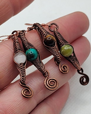 Cercei unicat, cercei din cupru, cercei handmade,cercei cu cristale.