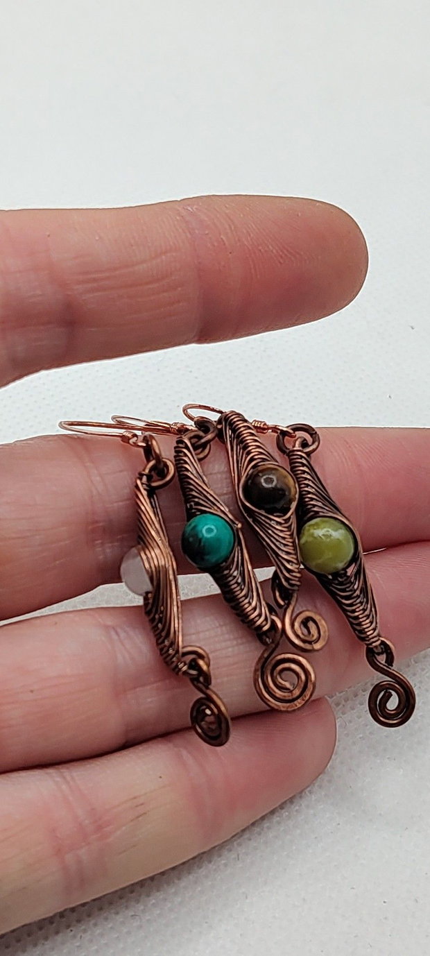 Cercei unicat, cercei din cupru, cercei handmade,cercei cu cristale.
