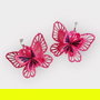 Cercei Fluture Roz cu Aripi Duble