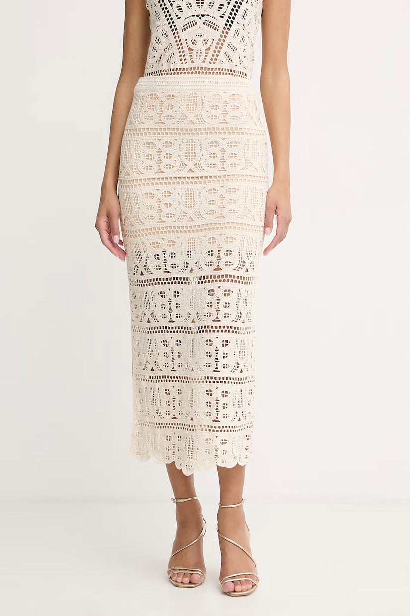 Guess fustă cu crăpătură din bumbac OCTAVIA