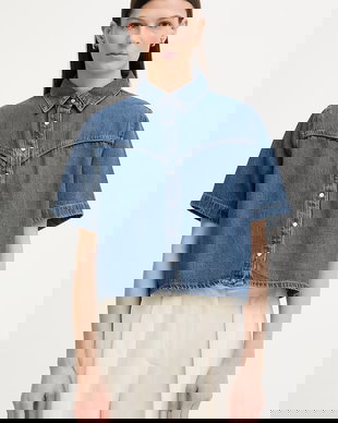 Levi's cămașă pentru femei, din denim LOGAN SS DENIM