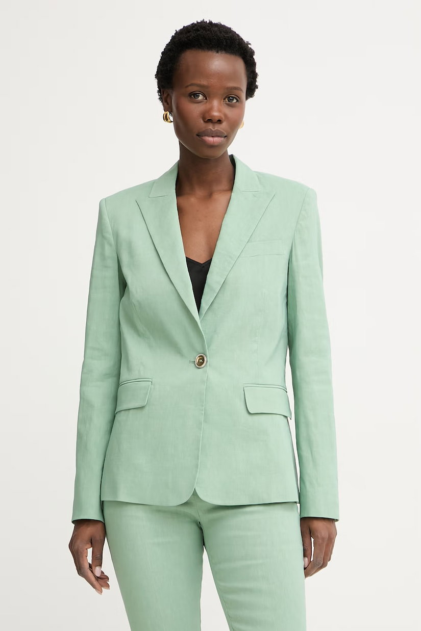 Pinko sacou cu un singur rând de nasturi pentru femei, din in