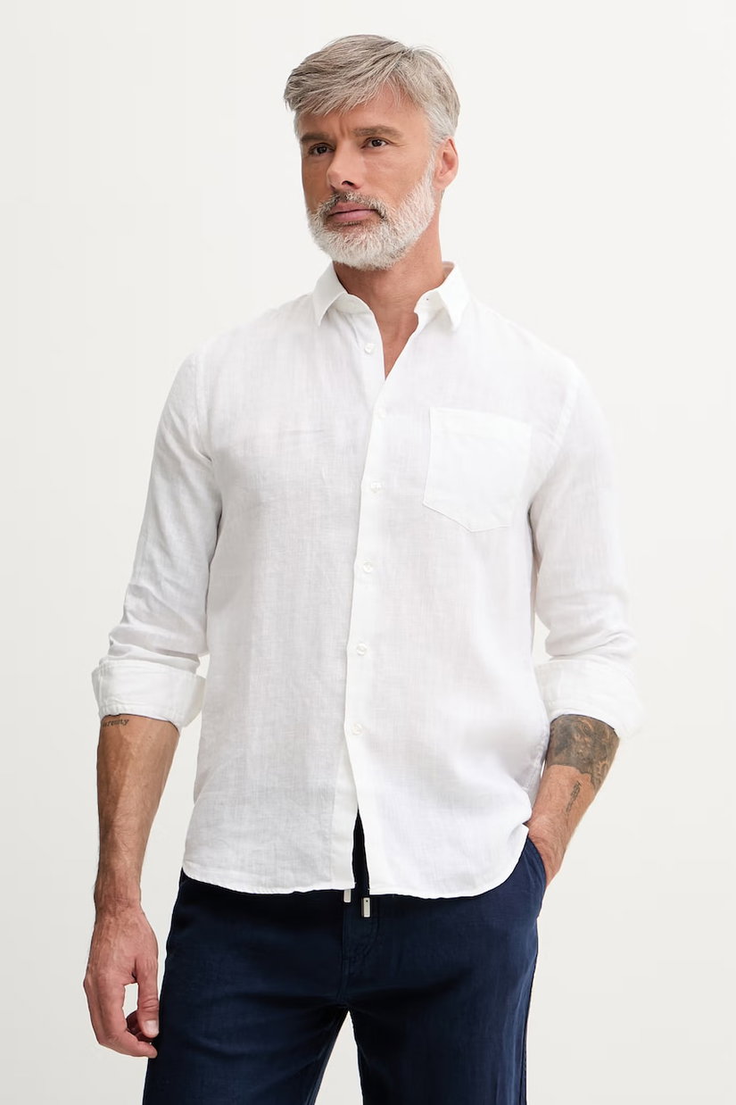 Vilebrequin cămașă pentru bărbați, din in CAROUBIS