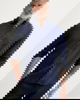 Vilebrequin cămașă pentru bărbați, din in CAROUBIS