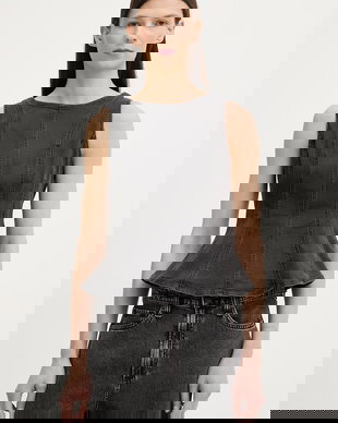 Levi's bluză pentru femei, din denim PEPLUM SEAMED DENIM