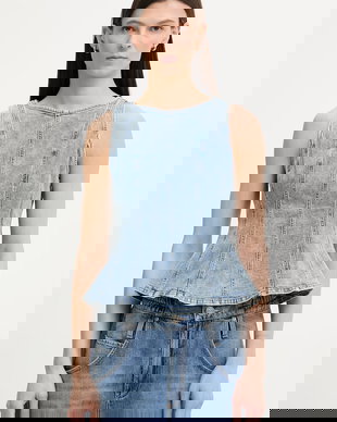 Levi's bluză pentru femei, din denim PEPLUM SEAMED DENIM