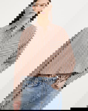 Rag & Bone cămașă pentru femei, din bumbac marin