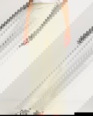 BOSS Orange pantaloni wide leg pentru femei, cu amestec de in C Talily