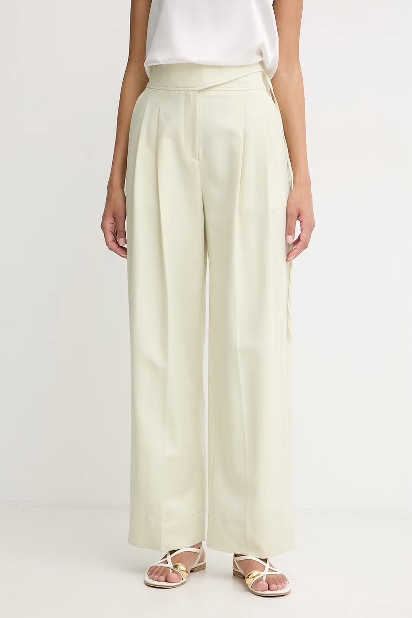 BOSS Orange pantaloni wide leg pentru femei, cu amestec de in C Talily