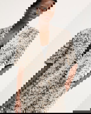 Pinko sacou cu un singur rând de nasturi pentru femei, din in