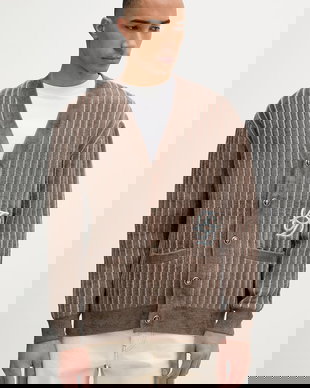 Drôle de Monsieur cardigan bărbătesc cu amestec de lână Le Cardigan Monogramme