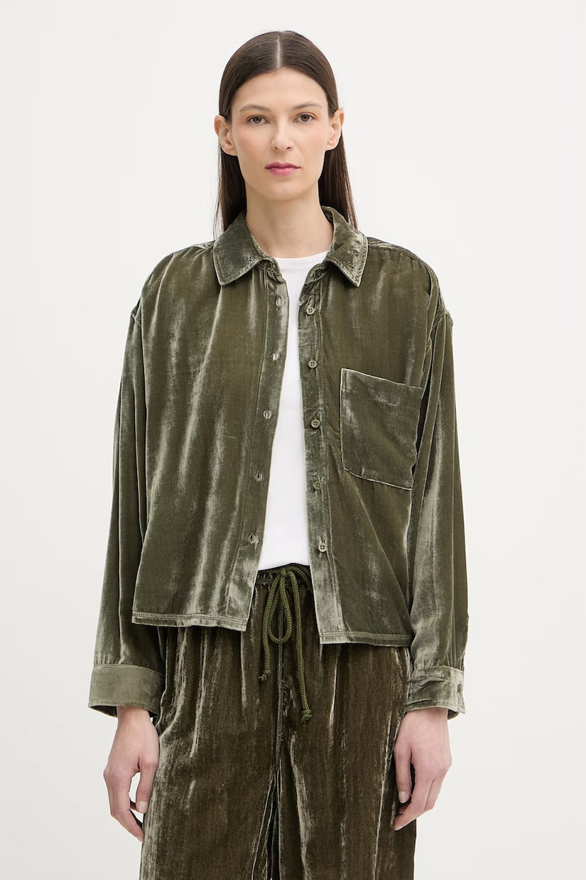 American Vintage bluză tip cămașă de damă din velur