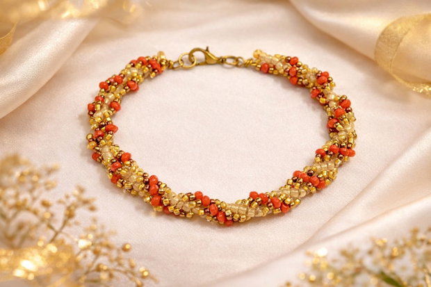 BRĂȚARĂ ~GOLDEN SOLAR GLOW~ toho,cristale,bronz