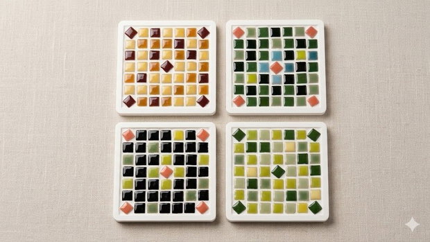 Set 4 Suporturi de pahare Pixel Mosaic