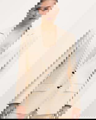 HUGO sacou de costum pentru femei, din amestec de in Anetali