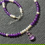 Colier argint ametist perle naturale de cultura charm ametist argint boho chic trendy - transport gratuit