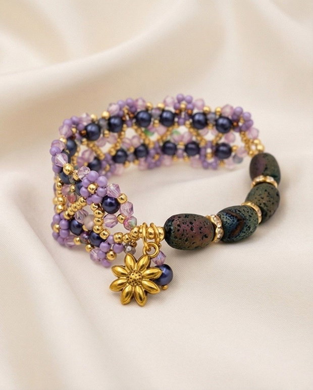 Brățară - Purple & Lava Stone