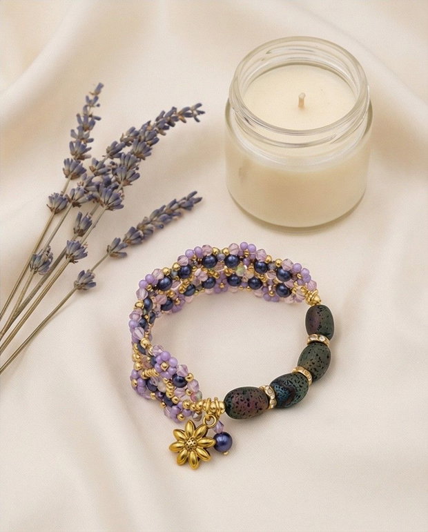 Brățară - Purple & Lava Stone