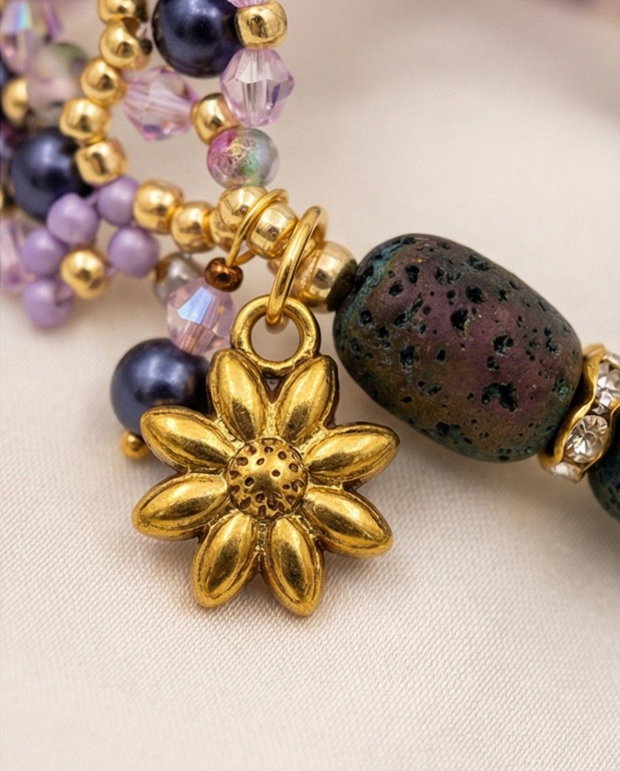 Brățară - Purple & Lava Stone