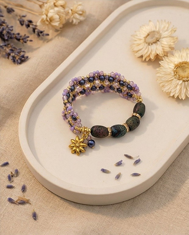 Brățară - Purple & Lava Stone