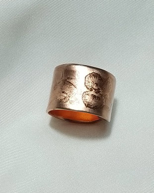 Inel cupru  gravat cu flori